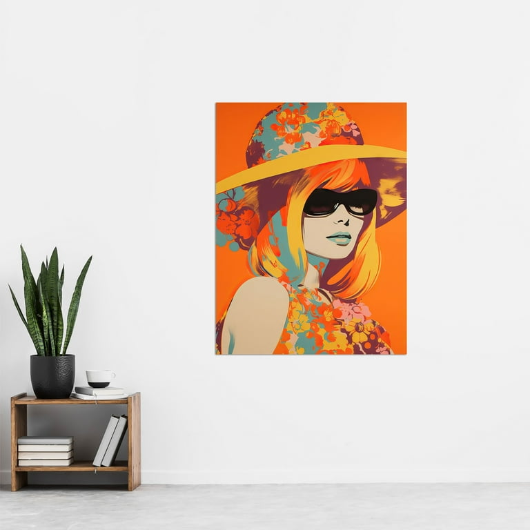 Flower Power Portrait 1960's Style Vintage Retro Silkscreen