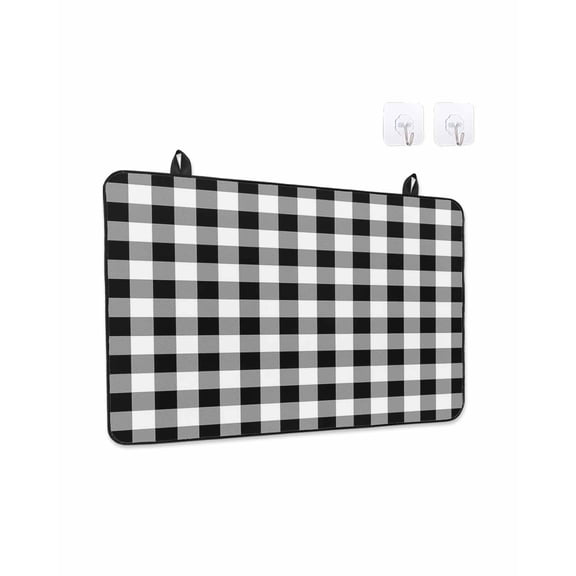 Stove Top Covers for Electric Stove, Farmhouse Checkered Glass Stovetop Cover Protector, Black White Buffalo Plaid Induction Cooktop Protector Oven Mat for Kitchen Countertop 31"x24"