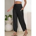 thumbnail image 3 of UZMOG Black Pants for Women, Summer Casual Wide Leg Pants Women Palazzo Linen Pants Beach Work Trousers, 3 of 6