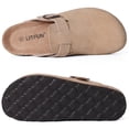 thumbnail image 7 of Litfun Suede Clogs for Women Cork Footbed Leather Sandals Arch Support Potato Shoes with Adjustable Buckle, Taupe, 7 of 7