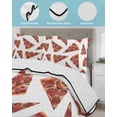 thumbnail image 4 of Quilts Twin Size Bedding Set, Pizza Modern Art Lightweight Quilted Comforter, Farmhouse Art Red Soft Reversible Bedspread Coverlet with Pillow Covers for All Season, 68" x 86", 4 of 7