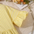 thumbnail image 4 of MIXUE Girls Casual Dresses Tween Summer Striped Color Block Print Lapel Short Sleeve Slim A Line Casual Dress Outwear,Yellow,10-11 Years, 4 of 8