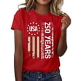 thumbnail image 2 of haizhen 4th of July Outfits for Women 250 Years Patriotic Shirts for Women 250th Anniversary USA Flag Shirt Womens Fourth of July Tshirts July 4th Going Out Tops Red, XXXL, 2 of 5