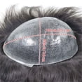 thumbnail image 5 of #1B Natural Black PU Men's Toupee V Loop Human Hair Replacement System, 5 of 7