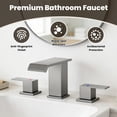 thumbnail image 3 of 8 in. Waterfall Widespread 2-Handle Bathroom Faucet, Brushed Nickel with Splash-Free Curved Spout, Pop-Up Drain & 3-Hole Sink Installation, 3 of 9
