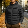 thumbnail image 2 of Mens Quilted Jackets Winter Plus Size Windproof Hooded Long Sleeve Solid Color Full Zipper Casual Daily Warm Comfortable Padded Jacket for Outdoor Sports, 2 of 6
