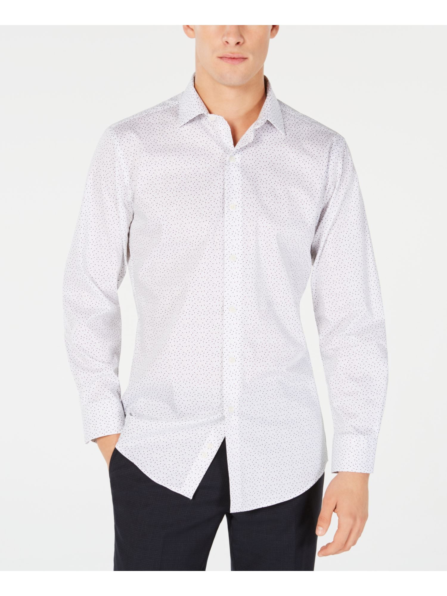 BAR III Mens White Collared Classic Fit Dress Shirt M 15/15.5 32/33