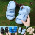 thumbnail image 2 of Toddler Kids Closed Toe Slide Sandals, Antiskid EVA Summer Slippers for Boys Girls Indoor Outdoor Beach Shoes Light Blue 9-10 Years, 2 of 9