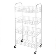 Clearnace! 4-Tier Kitchen Fruit Vegetable Rack On Wheels Deep Storage Stand Cart Trolley