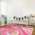 thumbnail image 3 of Area Rugs Indoor Non-Slip Rectangle Rug 5x8 Ft Pink Marble Abstract Gold Foil Modern Rug Rubber Backing Floor Mats Non Shedding Home Decor Carpet for Entryway Living Room, 3 of 8