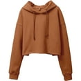 thumbnail image 3 of Amazhiyu Women's Cropped Hoodies Long Sleeves Fleece Crop Top Sweatshirt with Hooded, 3 of 8