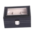 thumbnail image 1 of Caja de almacenamiento para relojes, joyero con 3 ranuras de piel sintética, portátil, cuadrada, elegante, multifuncional, estuche de viaje para reloj, 1 of 9