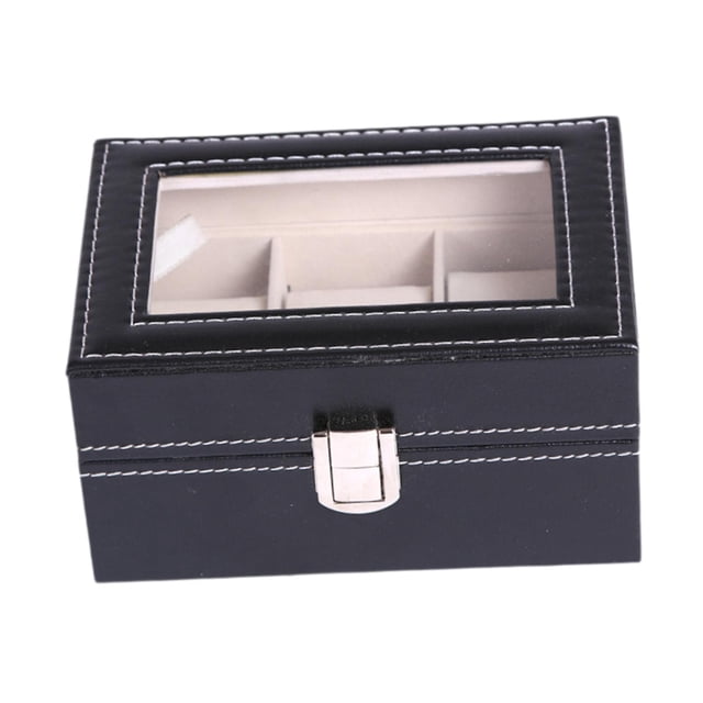 Caja de almacenamiento para relojes, joyero con 3 ranuras de piel sintética, portátil, cuadrada, elegante, multifuncional, estuche de viaje para reloj