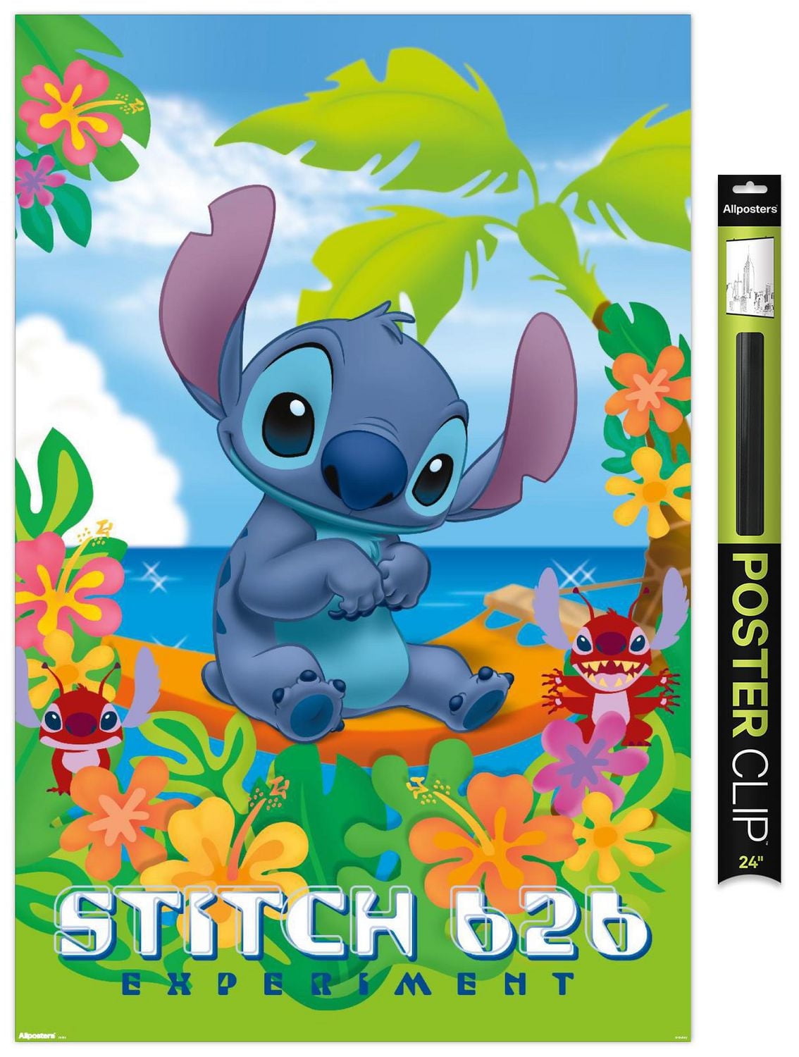 Disney Leroy and Stitch - Beach Wall Poster, 22.375" x 34" Framed