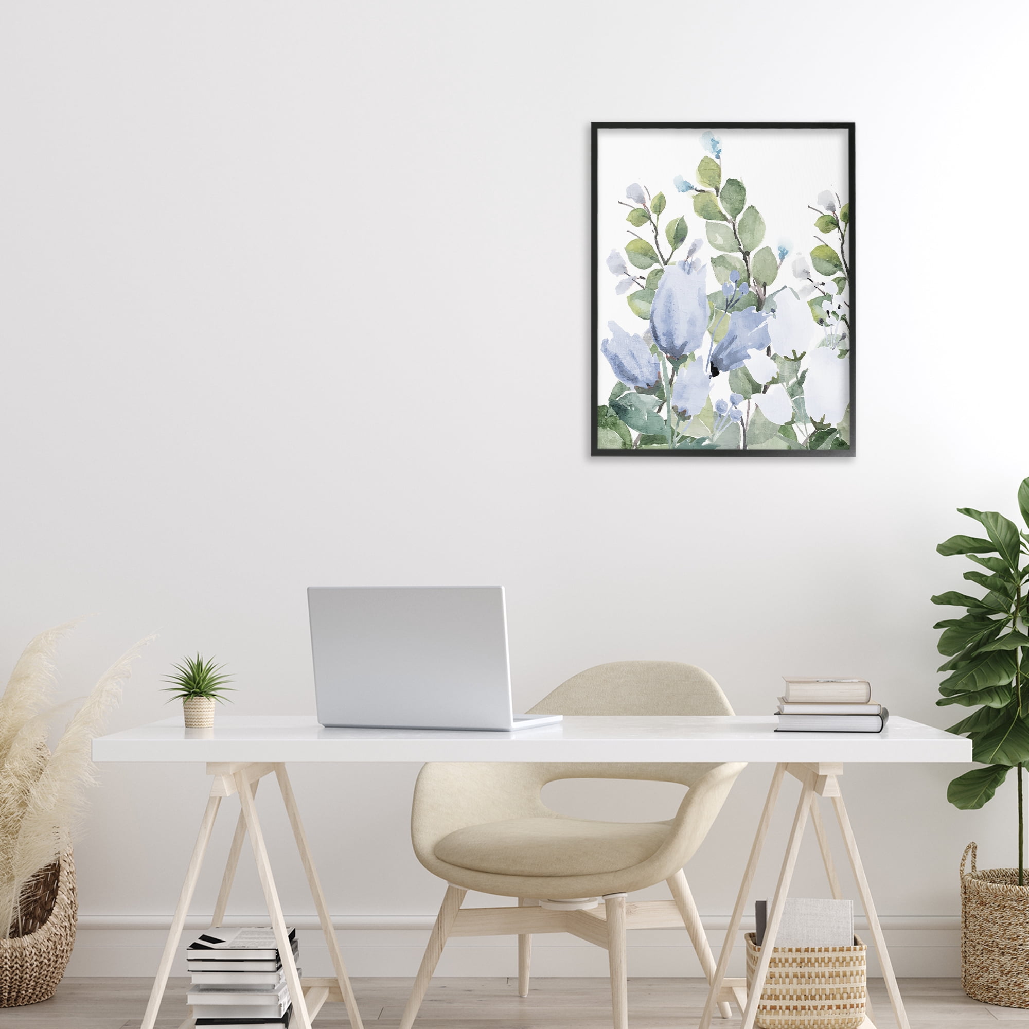 Stupell Industries Blue Spring Botanicals Black Framed Giclee Art, design by Kim Allen