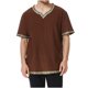 thumbnail image 1 of Camisas de Manga Corta de los Hombres Estilo Étnico Impreso Hendidura Cuello en V, Ligero Top Transpirable para la Primavera Y el Verano, 1 of 5