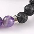 thumbnail image 2 of Natural Lava Rock Beaded Stretch Bracelets with Amethyst Beads and Brass Findings Platinum 58mm, 2 of 3