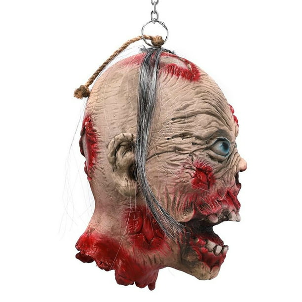 Accesorio de cabeza falsa para colgar de miedo, realista, cabeza falsa sangrienta para Halloween (cabeza cortada D Accesorio de cabeza falsa para colgar de miedo, realista, cabeza falsa sangrienta para Halloween (cabeza cortada D
