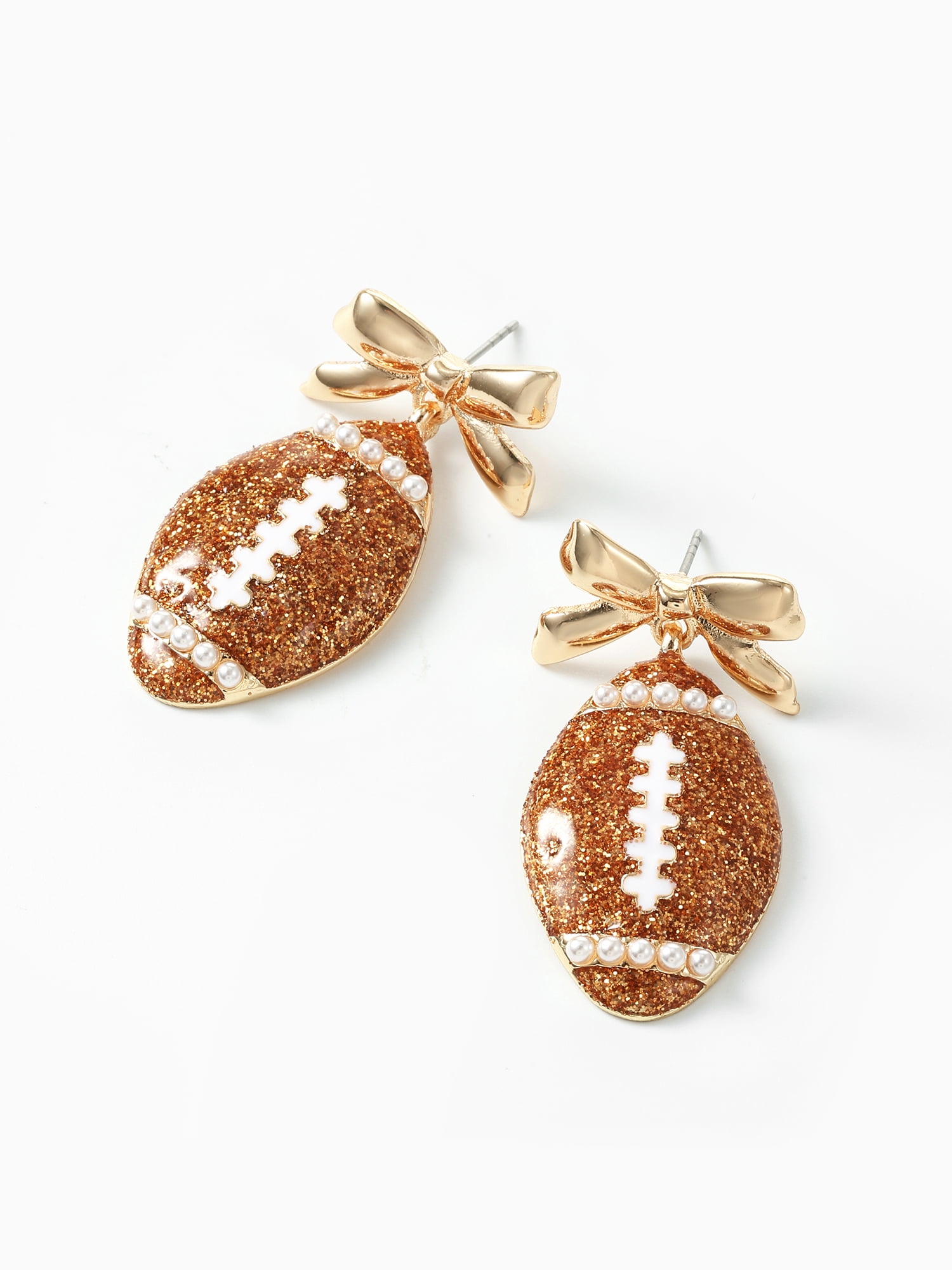 Packed Party Touchdown Glam Bow Football Earrings