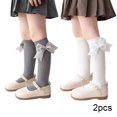 thumbnail image 3 of Godderr 3-12 Years Old Princess Socks for 2 Pairs Kids Toddler Girls,Cotton Mid-Calf Socks,Bow Tie Socks, 3 of 6
