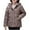 Coffee, variant on Sevevn Women's Solid Color Jacket Button Double Pocket Zipper Long Sleeved Hooded Parkas Gift for Girls