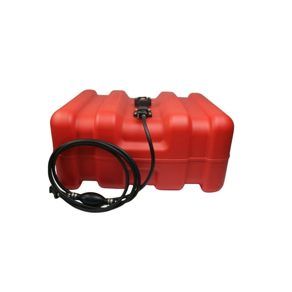 Marine Fuel Tank, 14.53 Gallon/55L, Portable Boat Fuel Gas Tank for Outboard Engine Boats, Plastic Outboard Marine Boat Fuel Tank with Hose, Easy to Carry for Yacht, Fishing Boat, Deck Boat, Red