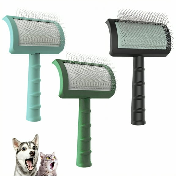ACDANC 3Pcs Slicker Brush for Dogs,135° Curved Extended Pins Dog Brush for Long Haired Dogs,Soft Bristles Dog Hair Brush,Color-Mixing1