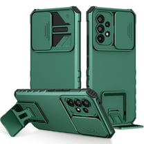 Dteck Case for Samsung Galaxy A53 5G,Shockproof Rubber Military Grade Drop Protection Kickstand Case Slide Camera Protective Cover,Darkgreen