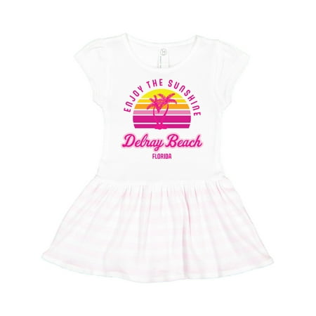 

Inktastic Summer Enjoy the Sunshine Delray Beach Florida in Pink Gift Toddler Girl Dress