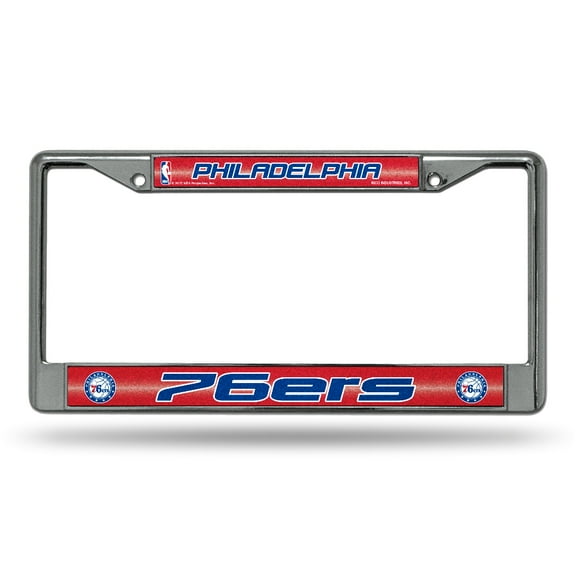 Philadelphia Basketball 76ers Standard Size Chrome License Plate Frame - It Sparkles! - Let's Go!