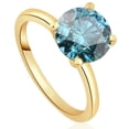 thumbnail image 2 of Pompeii 1 1/2Ct Round Blue Diamond Engagement Ring 14k White or Yellow Gold Lab Grown, 2 of 4