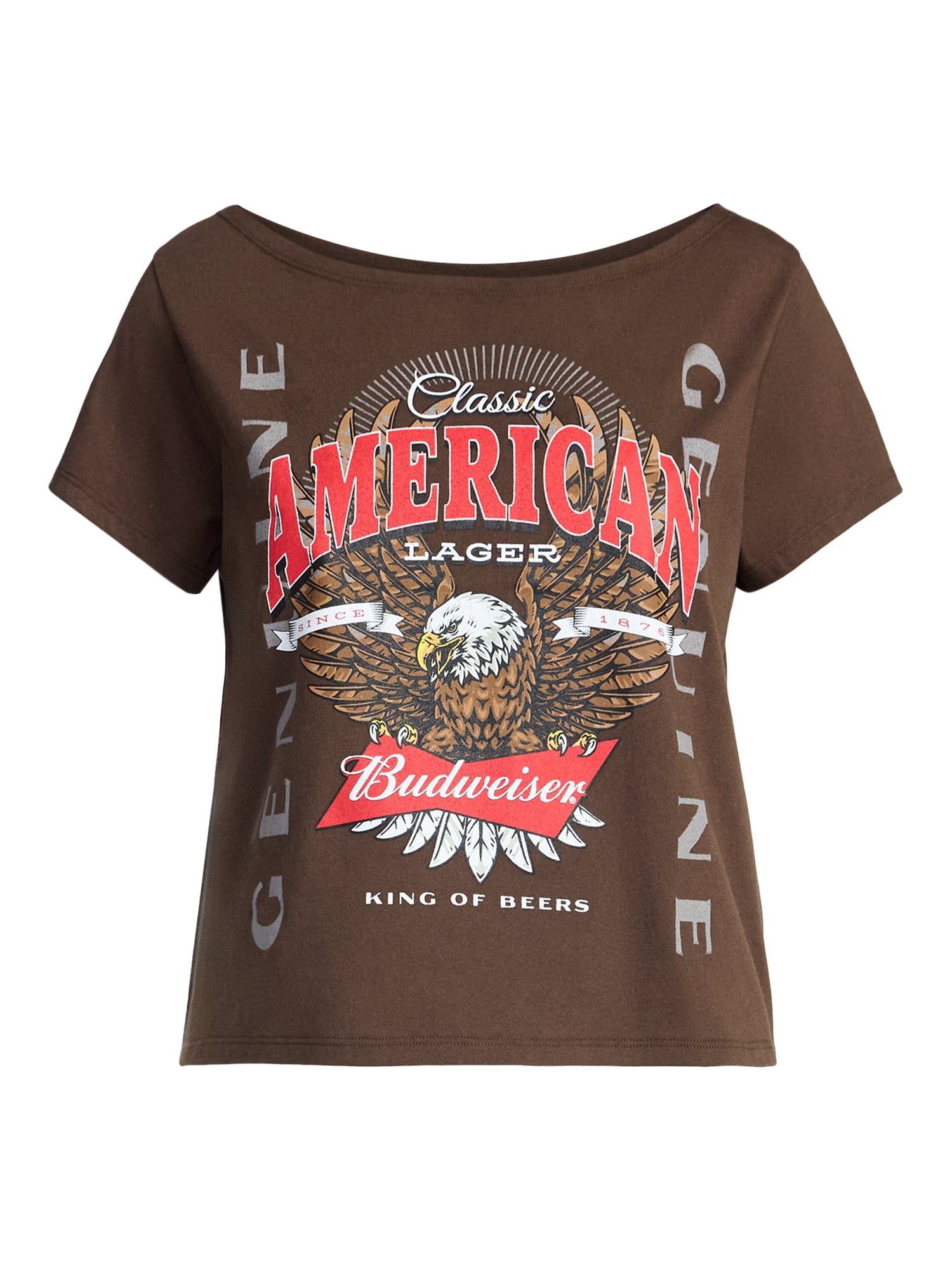 Budweiser Eagle Women's Off the Shoulder Graphic Tee with Short Sleeves, Sizes XXS-XXL