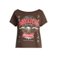 thumbnail image 5 of Budweiser Eagle Women's Off the Shoulder Graphic Tee with Short Sleeves, Sizes XXS-XXL, 5 of 5