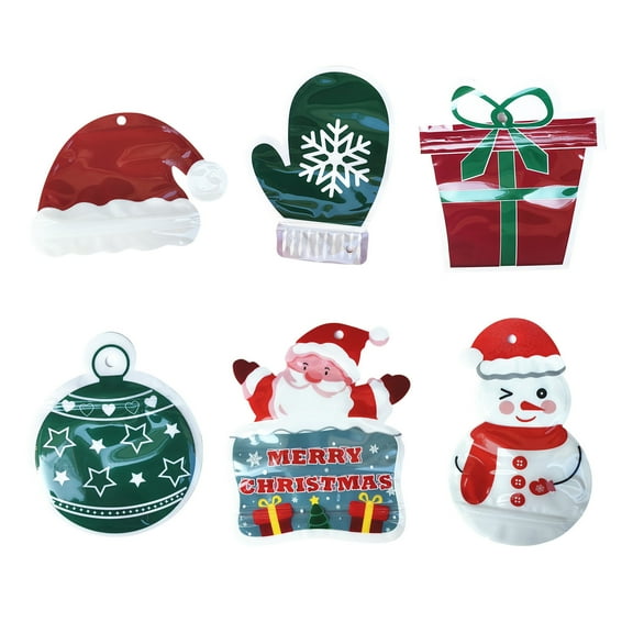 Set of 6 Plastics Christmas Gift Bag Creative Wrapping Bags for Home and Office Gifting Stylish Festive Present Pouches