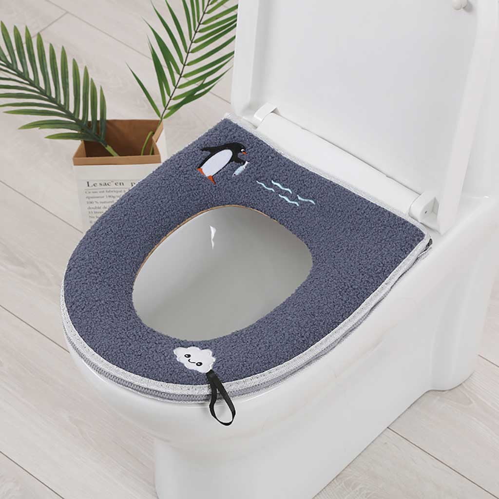 Household Winter Plush Soft Toilet Seat Pad Cover Toilet Seat With Handle UOP 