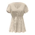 thumbnail image 1 of Gibobby Playera de Manga Corta con Cuello Redondo Camiseta manga corta suelta informal con diseño personalidad para mujer(Beige,XL), 1 of 4