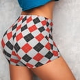 thumbnail image 4 of Daiia Red and black argyle Pattern Women's Workout Shorts Biker Shorts - High Waisted Workout Spandex Tummy Control Gym Running Yoga Shorts-XX-Large, 4 of 8