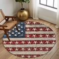 thumbnail image 3 of 5ft Round Rug, Coastal American Flag Non-Skid Rubber Backing Large Area Rugs - Living Room Bedroom Home Office, Starfish Vintage USA Flag Indoor Floor Mat Carpets Washable Rug, 3 of 9