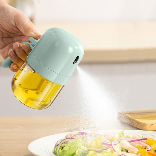 Botella de spray de aceite de vidrio 300ml | Dispensador de cocina a prueba de fugas para cocinar, barbacoa, freidoras | Spray de niebla ajustable | Blanco, Amarillo, Verde | Embudo de llenado fácil