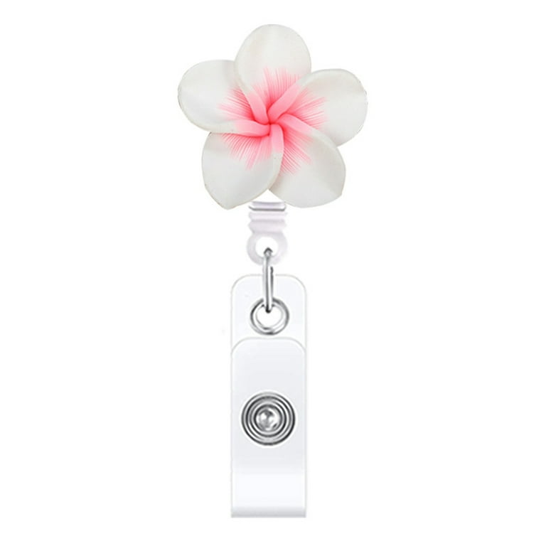 Large Orchid Plumeria - Retractable ID Badge Reel - Flower Badge Holder -  Designer ID Clip - Nurse …