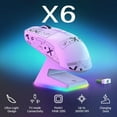 thumbnail image 5 of ATTACK SHARK X6 49g SUPERLIGHT Mouse, PixArt PAW3395 Gaming Sensor, BT/2.4G Wireless/Wired Gaming Mouse, 6 Adjustable DPI up to 26000, 200 Hrs Battery, G502, Office Mice for Win11/Xbox/PS/Mac (White), 5 of 9