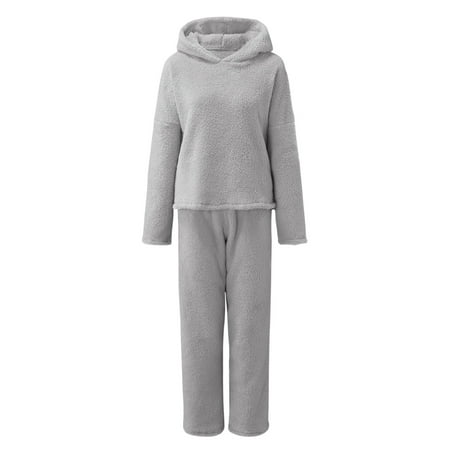 

vbnergoie Women s Slim Fit Pure Color Embroidered Hooded Round Neck Pullover Pajamas Casual Pants Sets Womens Pajama Sets Silk Skyline Cotton Sleep Shirt