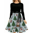 thumbnail image 5 of Christmas Dresses for Women Women's Fashionable And Elegant Autmn And Winter Long-sleeved Round Neck Christmas Print Dress for Holiday Party,Cyan,L, 5 of 5