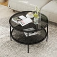 thumbnail image 5 of Round Glass Coffee Table with Storage, 2-Tier Modern Center Accent Table for Living Room Small Space Bedroom, 5 of 8