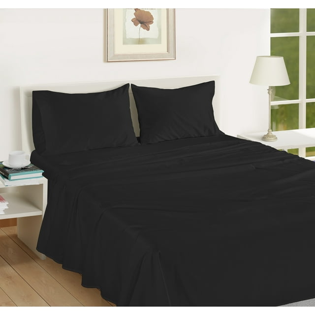 Casa Platino Sábanas Tamaño Queen – 1000 Hilos, Juego de Sábanas 100% Egyptian Cotton, Suavidad de Hotel de Lujo con un Acabado de Satén Fresco, Bolsillo de 15” de Profundidad – Negro
