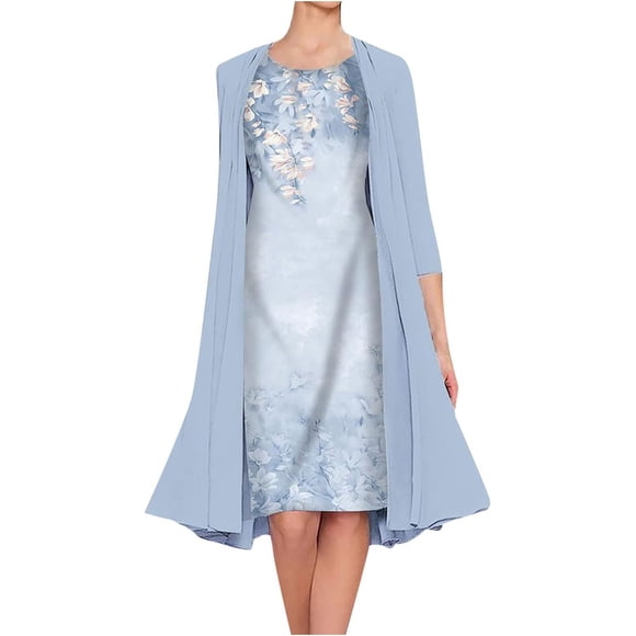 LAICAIW Mother of The Bride Dresses for Wedding Sleeveless Chiffon Dress with Embellished Jackets 2 Piece Prom Dresses Elegant