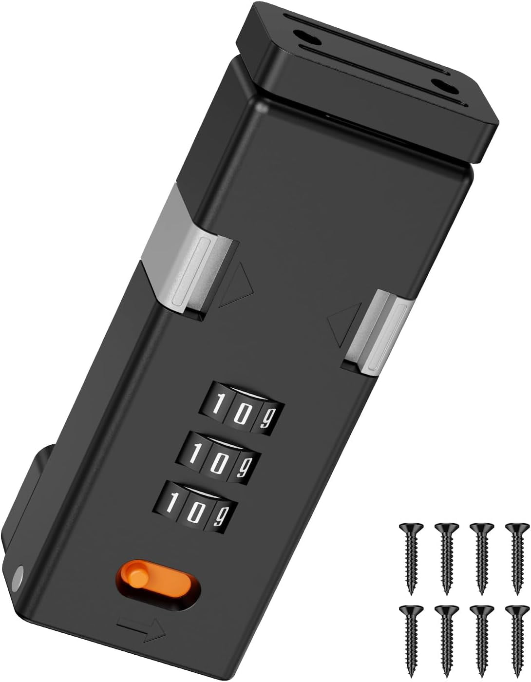SONGAUN 90 Degree Barn Door Combination Lock, 3 Digit Password Keyless Home Security Lock for Kitchen Cabinet, Drawer, Locker, Sliding Closet Doors - Sturdy and Practical Gate Latch (1, Black)