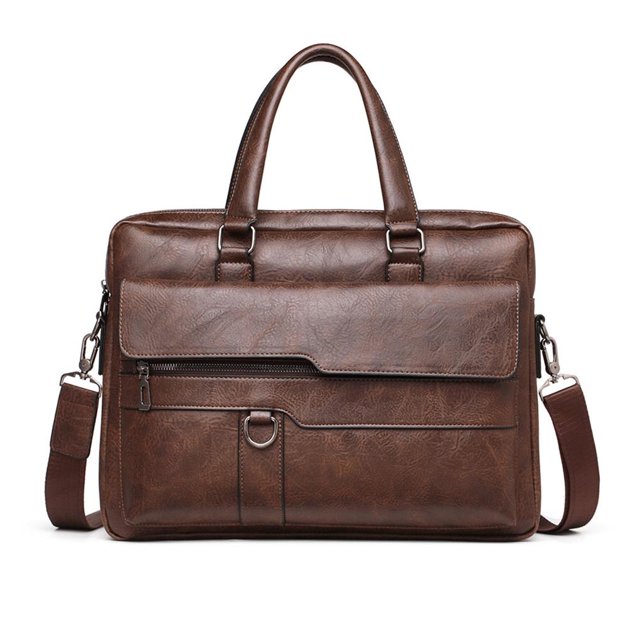 pitrice Sac d'Affaires en PU pour Hommes Sac Messager Rétro Mallette Multi-Poches pour Hommes