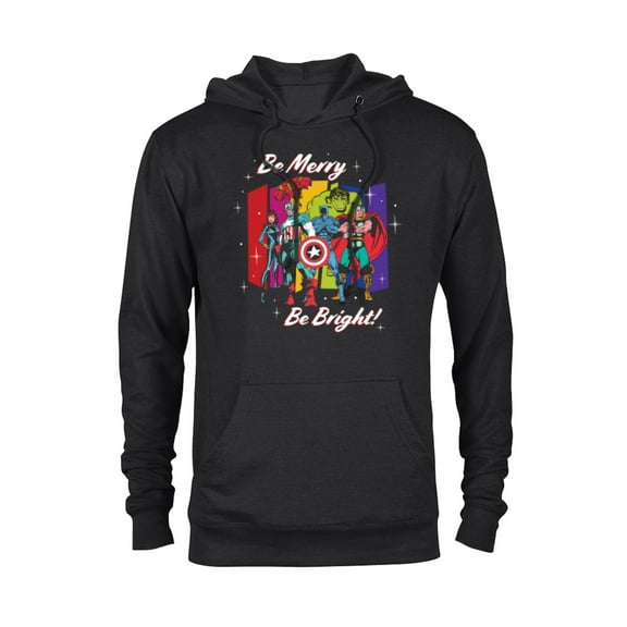Marvel Avengers Be Merry Be Bright Retro Holiday Christmas - Pullover Hoodie for Adults - Customized-Black