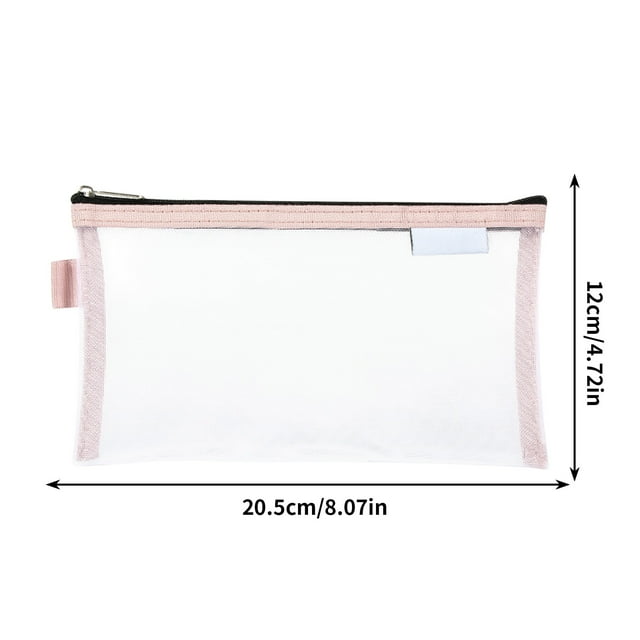Bolsa de lápices de malla Bolsa de papelería transparente | Estuche con cremallera duradero de gran capacidad para estudiantes y oficina | Material reforzado resistente al desgarro | Almacenamiento